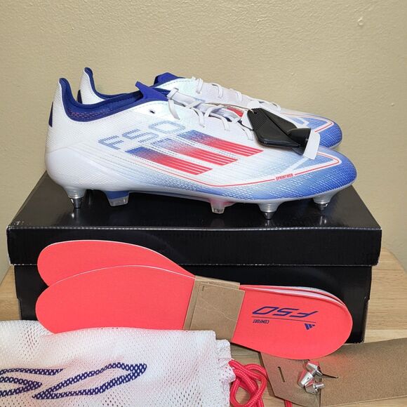 Adidas F50 Elite SG Advancement Pack Soccer Cleats White Blue Red IF1299 10.5